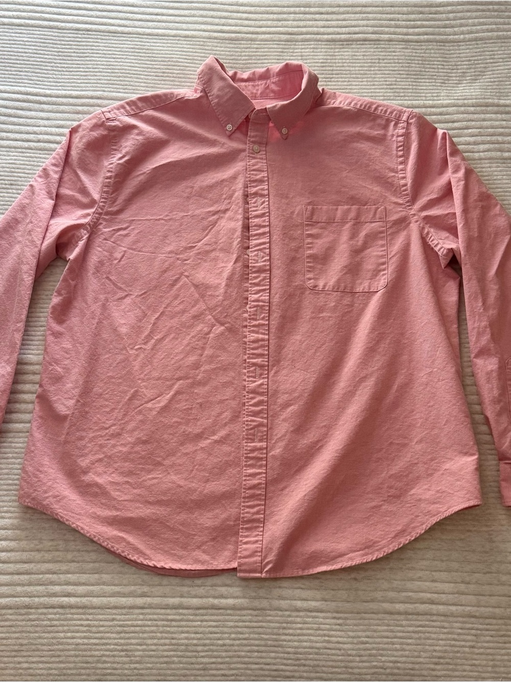 MERONA Mens XL Pink Oxford Shirt Long Sleeve Button Down Collar Solid Cotton
